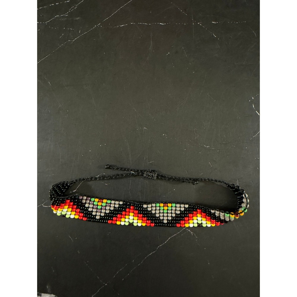 Hand Woven Seed Beed Bracelet Geometric Tribal Pattern